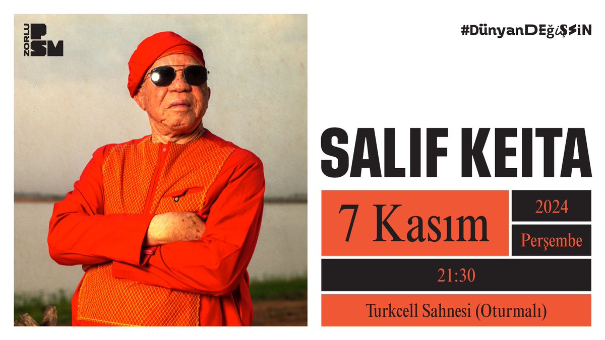 🎼Afrika’nın Altın Sesi olarak anılan Salif Keita, 55 yılı aşan kariyeri ve dünya çapında unutulmaz hitleriyle Turkcell Sahnesi’nde! Caz, ritim ve blues ile Mande müzik geleneklerini harmanlayan bu efsanevi sanatçı, 18 albüm ve 5 Grammy adaylığıyla Afro Pop’un öncüsü oldu. Afrika