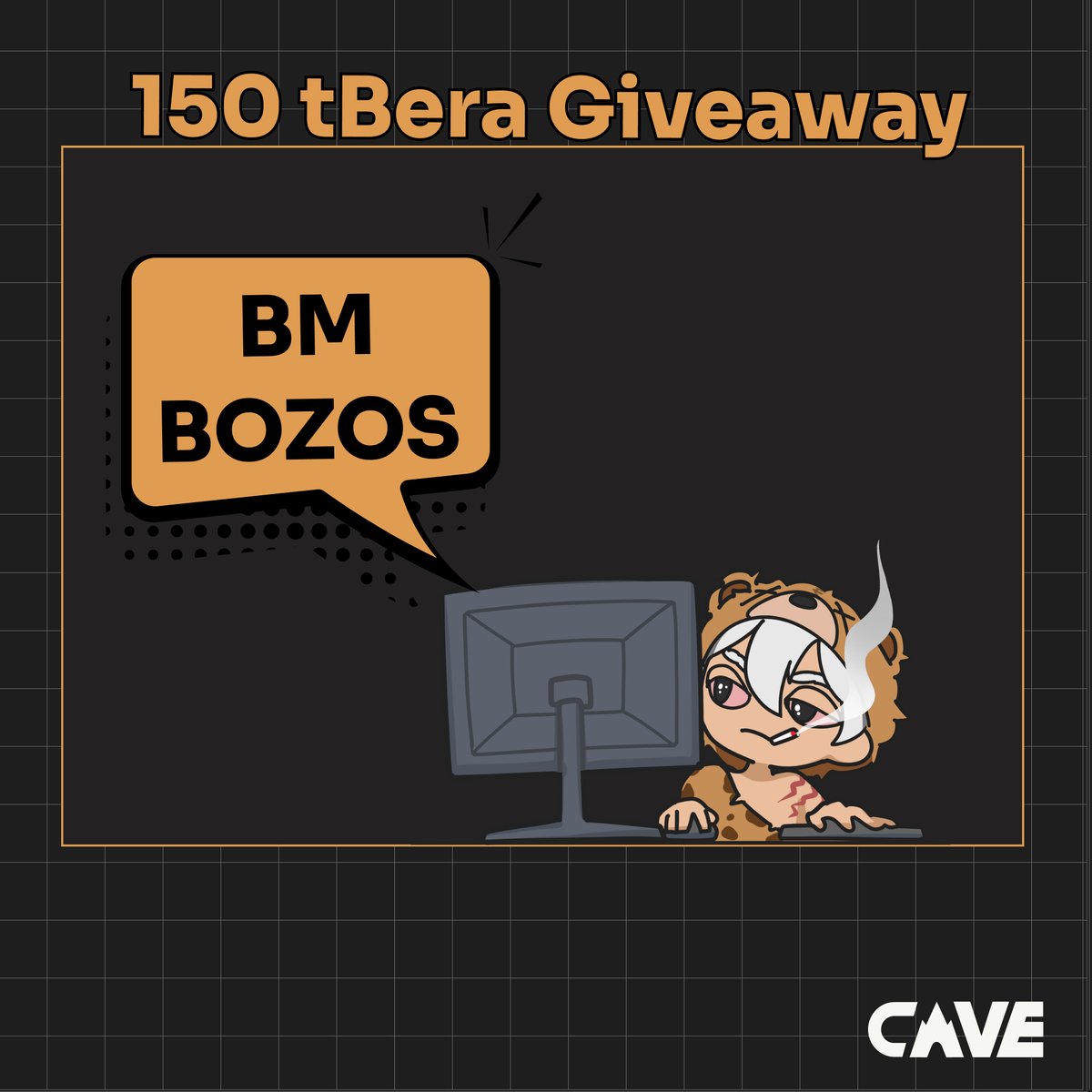 Are you new to Berachain?

Let me help you:
👉 Follow @Cave_off 👉 @tao_eth 👉 @PatryxNft

👉 Join Cave TG
👉 Read FAQ's

Say "BM BOZOS" in the chat and post a screenshot with your address

I will send 150 tBera to 5 lucky persons to start your journey into 🐻 eco

~72 hours~