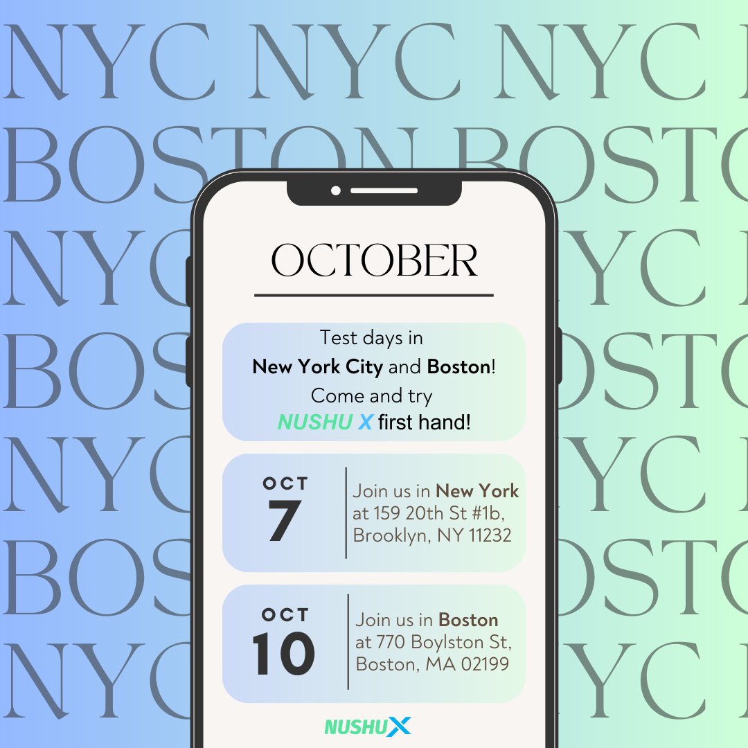 magnesCH's tweet image. We’re excited to announce 2 NUSHU X test days! 🌟
📍 New York (Brooklyn) on October 7th
📍 Boston on October 10th

Want to be part of it? Email us at info@magnes.ch with your preferred location, and we’ll send you the link to sign up! 👟✨

#NUSHUX #TestDays #NYC #Boston
