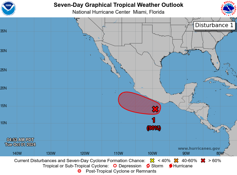 LimWeather's tweet photo. D140 EPAC #HurricaneSeason2024 8am EDT
AOI 1 S of #Mexico has 60% chance to become Tc in 2 days,90% in 7 days
ALL Interests there should watch this closely
#Wxtwitter #Wxx #Tropicswx #HurricaneSeason #Lane #EP97 #97E #Invest97E #Kristy https://t.co/ylJ7W4gTHs