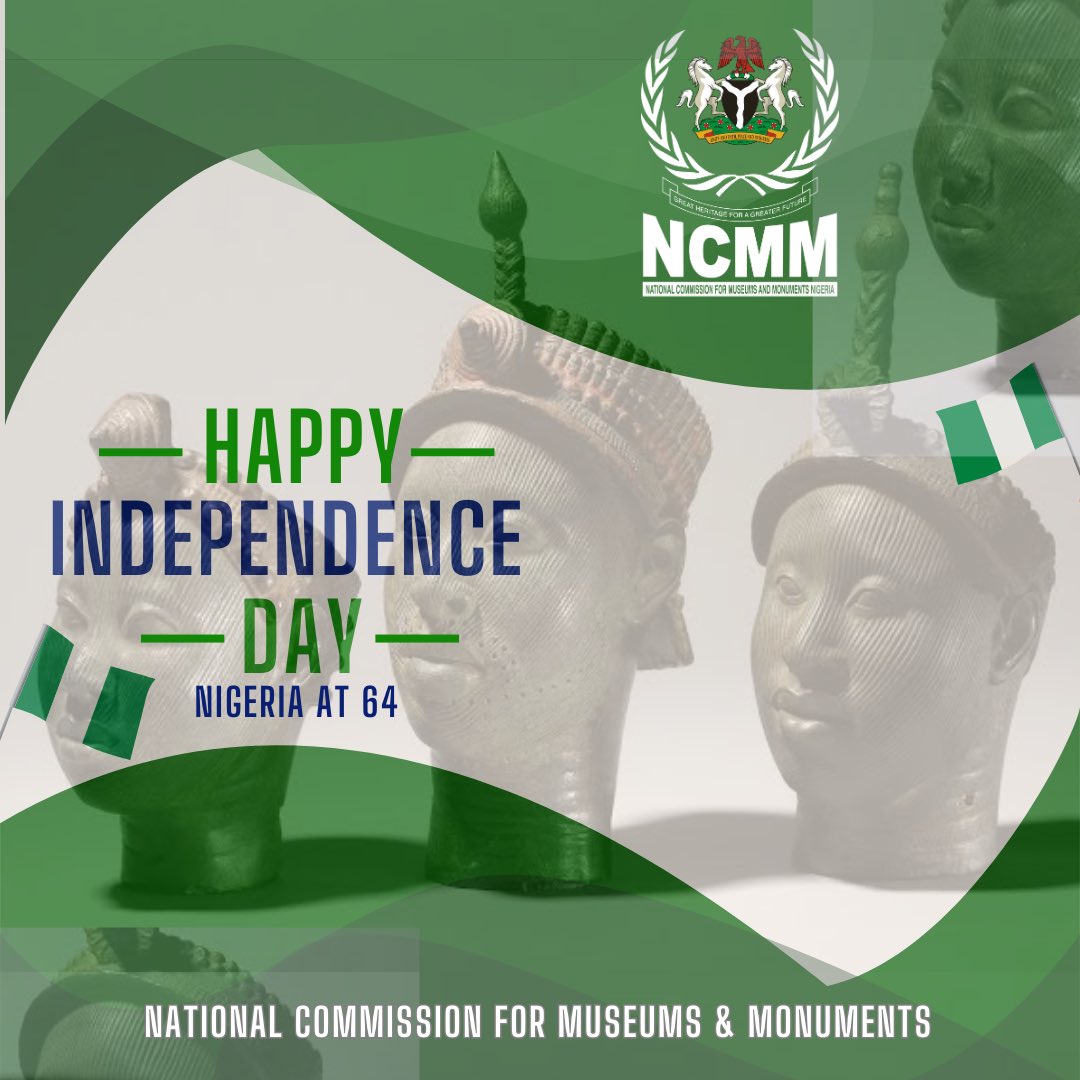 NCMMHQ's tweet photo. As we honor this day, let us recommit to preserving our cultural treasures and promoting the values of unity, peace, and progress. Together, we can ensure that our rich history continues to enlighten and inspire future generations. 

Happy Independence Day, Nigeria! https://t.co/sh2SPLCkMs