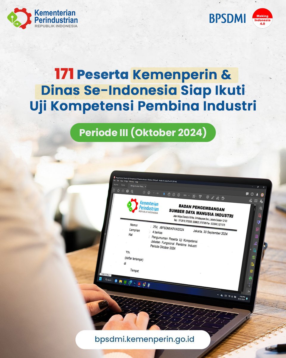 BPSDMI_Kemperin's tweet image. Halo Sobat Aparatur Industri,

Berikut informasi peserta lolos verifikasi dan memenuhi syarat untuk mengikuti uji kompetensi kenaikan dan perpindahan ke dalam jabatan fungsional pembina industri.

Scan QR Code untuk detail informasi atau kunjungi sippa.kemenperin.go.id/jf/pengumuman

#bpsdmi