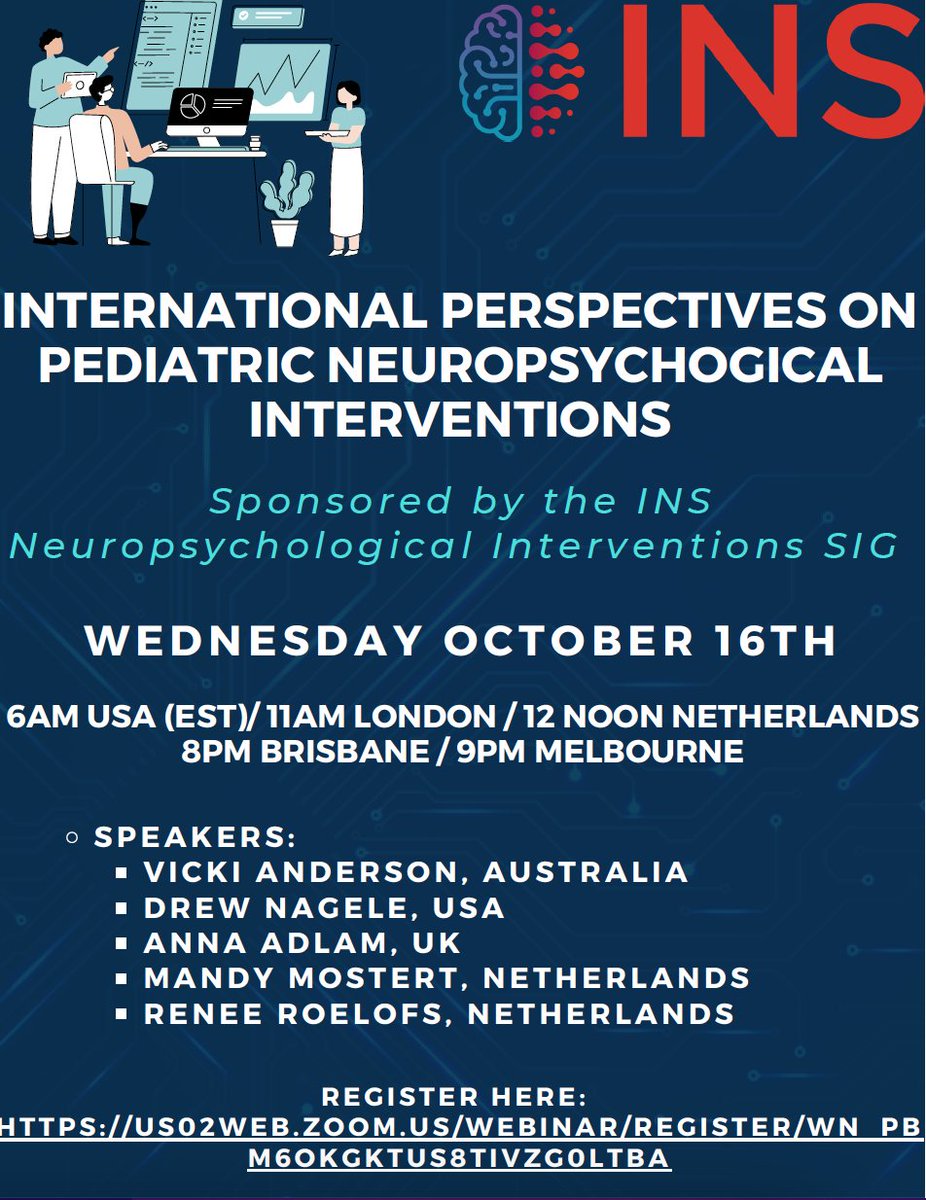 Dr Aida Suarez-Gonzalez (@aida_suarez_) on Twitter photo 🚨 Join us for this <a href="/INSneuro/">INS</a> "International Perspectives on Paediatric Neuropsychological Interventions" webinar on 🗓️Wednesday, October 16th! 🚨
With 🇦🇺 Vicki Anderson 🇺🇸 Drew Nagele 🇬🇧 Anna Adlam 🇳🇱 Mandy Mostert & Renee Roelofs 🌍
Register here: tinyurl.com/3cfec8n5 🚨 Join us for this <a href="/INSneuro/">INS</a> "International Perspectives on Paediatric Neuropsychological Interventions" webinar on 🗓️Wednesday, October 16th! 🚨
With 🇦🇺 Vicki Anderson 🇺🇸 Drew Nagele 🇬🇧 Anna Adlam 🇳🇱 Mandy Mostert & Renee Roelofs 🌍
Register here: tinyurl.com/3cfec8n5