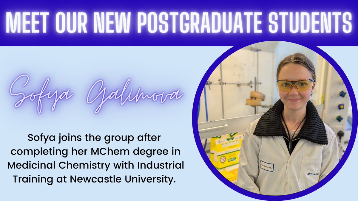 Medicinal Chemistry Group - Newcastle Uni (@ncl_medchem) on Twitter photo A warm welcome to <a href="/SofyaGalimova/">Sofya Galimova</a> who joins us to start her PhD studies under the supervision of <a href="/MikeJWaring/">Mike Waring</a>.
<a href="/ChemistryNCL/">Newcastle Chemistry</a> <a href="/SciencesNCL/">Sciences at Newcastle</a> <a href="/MosmedC/">MoSMed CDT</a> <a href="/CR_Horizons/">Cancer Research Horizons</a> A warm welcome to <a href="/SofyaGalimova/">Sofya Galimova</a> who joins us to start her PhD studies under the supervision of <a href="/MikeJWaring/">Mike Waring</a>.
<a href="/ChemistryNCL/">Newcastle Chemistry</a> <a href="/SciencesNCL/">Sciences at Newcastle</a> <a href="/MosmedC/">MoSMed CDT</a> <a href="/CR_Horizons/">Cancer Research Horizons</a>