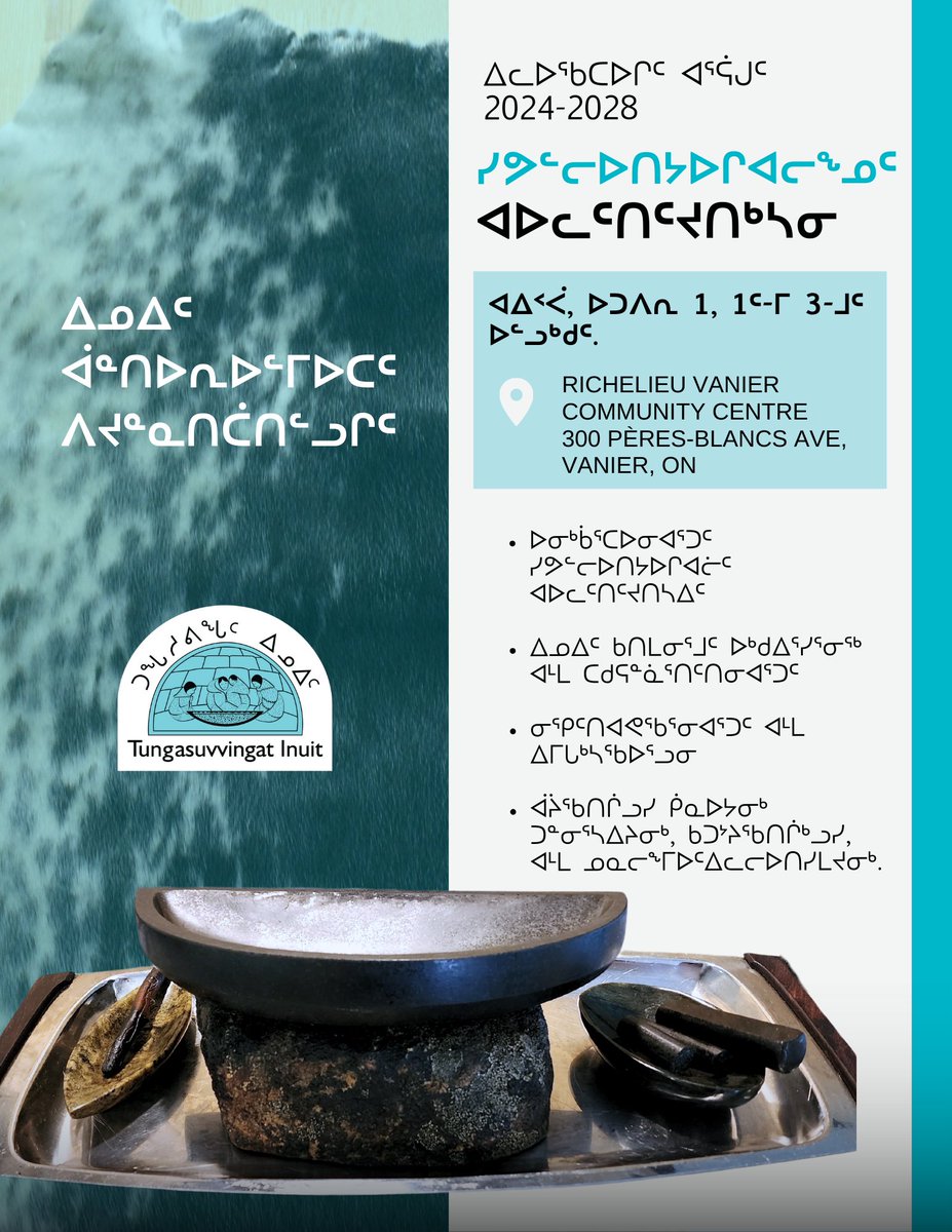 TIOntario's tweet photo. Join us today! 🎉 Our new Strategic Plan will guide us for the next five years. October 1st, 1-3pm at Richelieu Vanier Community Centre. You can also watch live on our Facebook page @TIottawa.

#InuitCommunity #TI2028 https://t.co/z33EABpkmx