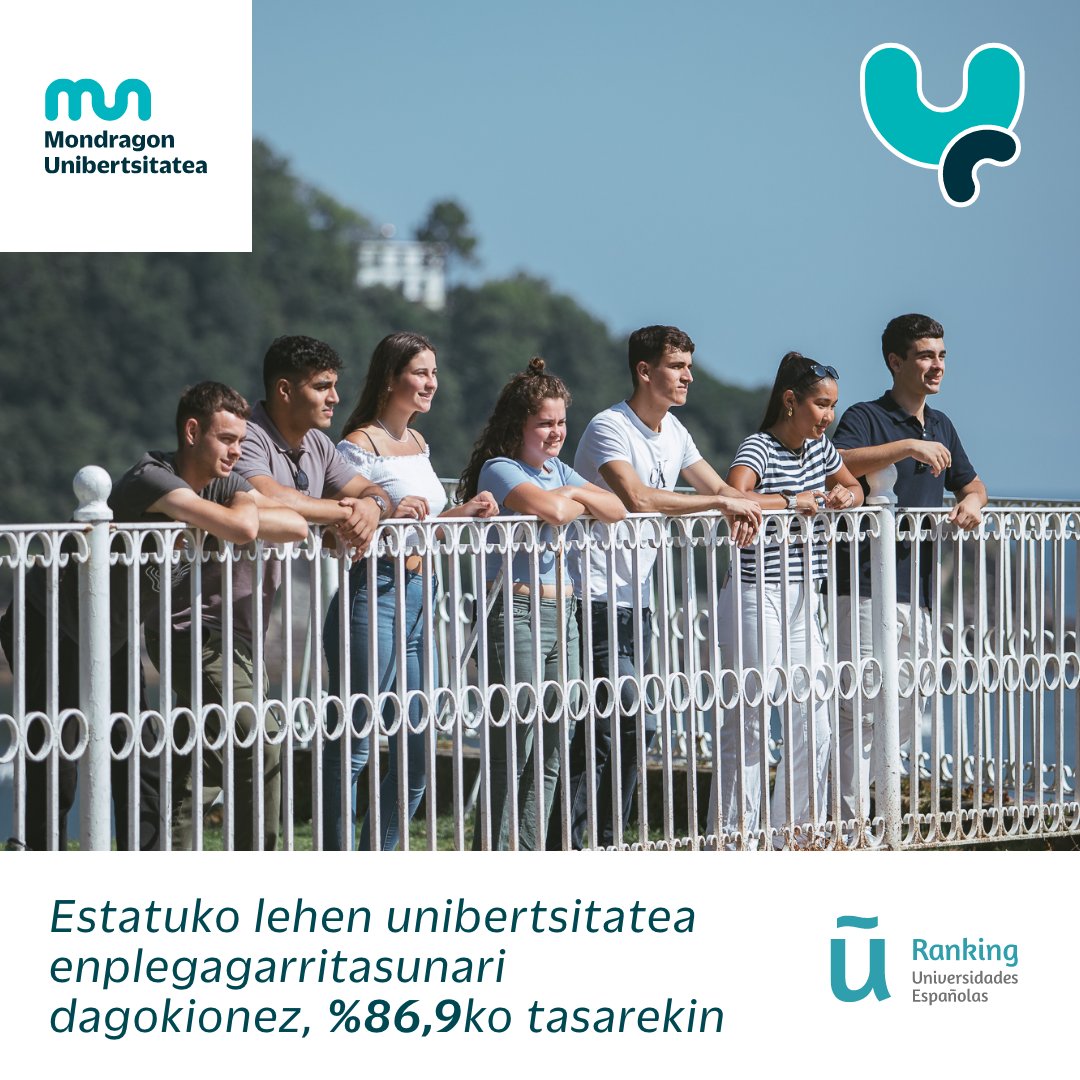 MU_gep's tweet image. U-Ranking sailkapenaren arabera, Mondragon Unibertsitatea Estatuko lehen unibertsitatea da enplegagarritasunari dagokionez, %86,9ko enplegu tasarekin.

🔗 ow.ly/jROF50Tt49e

#LearningFromReality #URanking