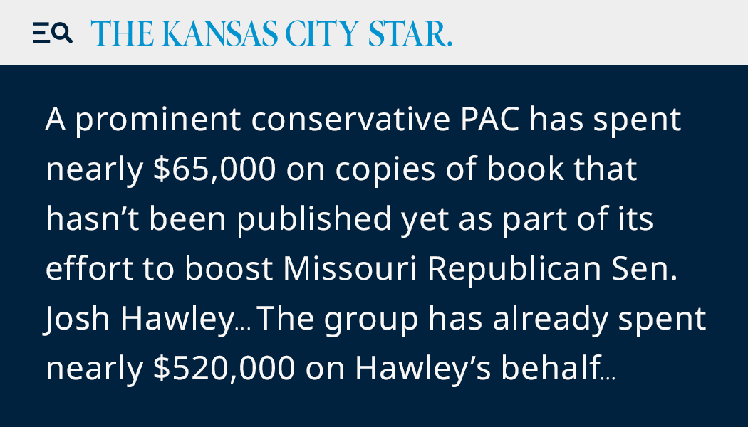 LucasKunceMO's tweet photo. As our Senator, Josh Hawley has secured $0 in Congressionally directed spending for Missouri.

You read that right: Zero. Dollars.

That's literally the job. So what's he been up to instead? Writing Self-help books (PACs love to buy in bulk!) and breaking the law (costing us). https://t.co/xT38S9n2k1