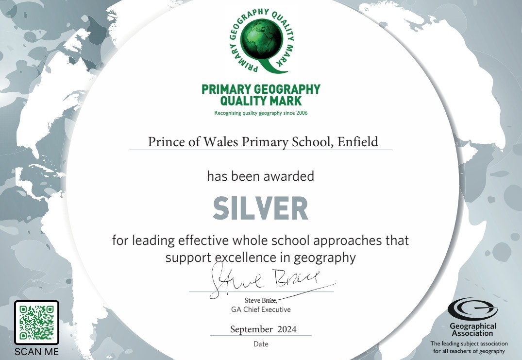 🥈We are incredibly proud to announce that we have been awarded a Silver in the Primary Geography Quality Mark awards! 
We are curious learners at Prince of Wales Primary school and love learning about the world around us🌎 <a href="/The_GA/">Geographical Association</a> <a href="/uniofhertsteach/">University of Hertfordshire BEd Primary (Hons) QTS</a> @haringeyeduc