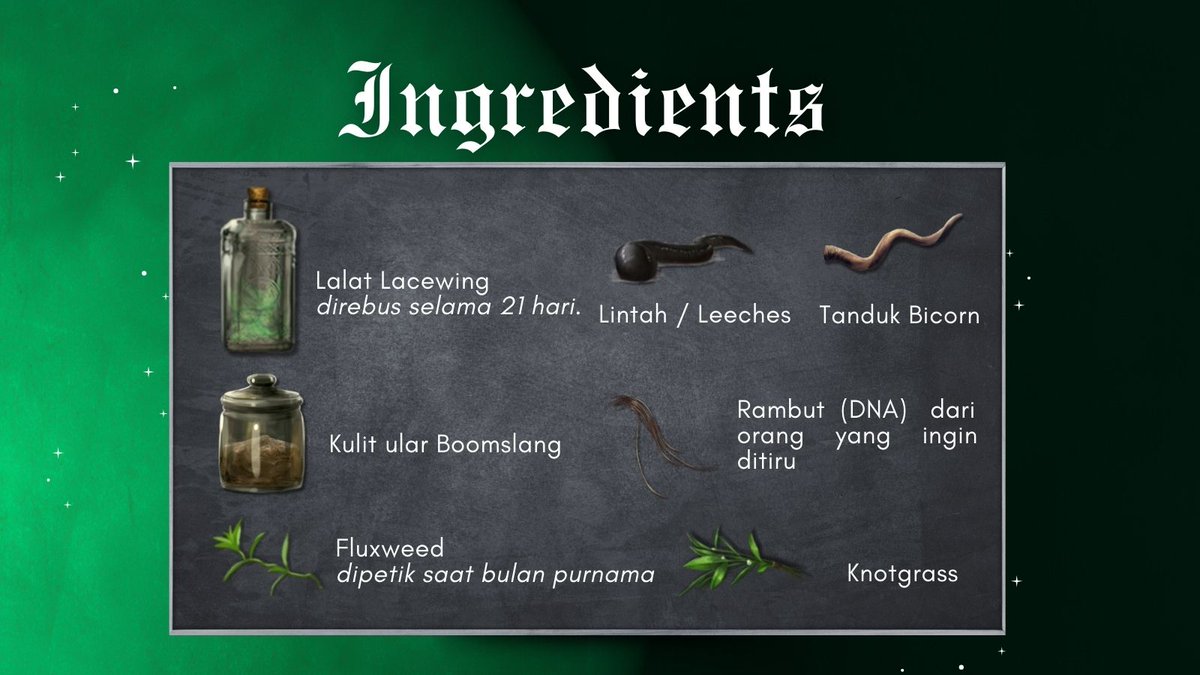 ⠀ 
“Saat menggunakan ramuan, fisik peminum akan mengikuti kondisi sosok yang perubahannya diinginkan.

Contohnya, jika @moonpchase memasukan sehelai rambut <a href="/hiraittsu/">ً</a> pada ramuannya, maka Vince tidak membutuhkan kacamata saat ia berubah menjadi Cres,” jelasku.
⠀