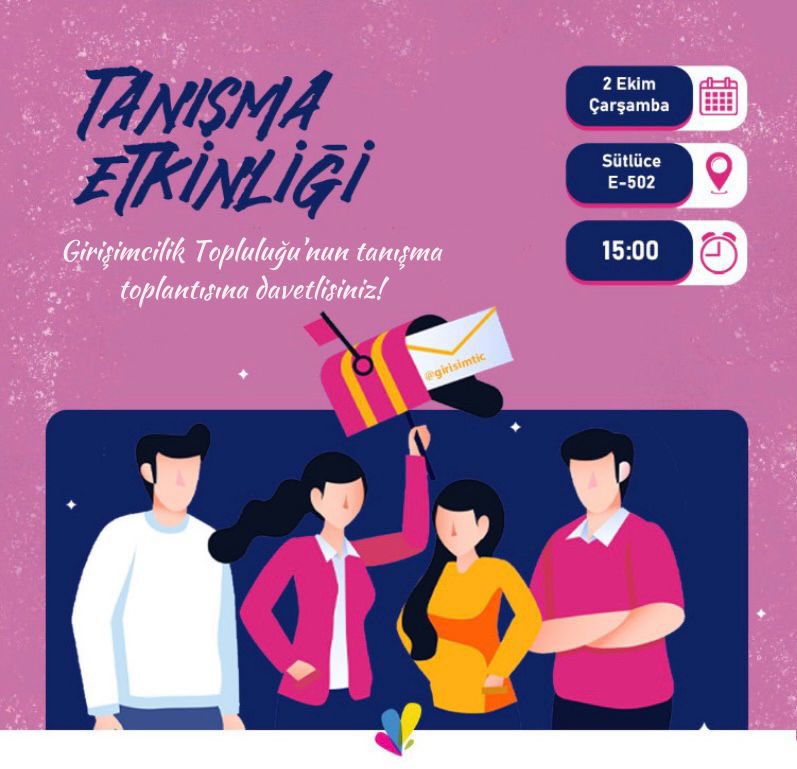 Girişimcilik Topluluğundan herkese merhaba ⭐️
Yeni dönemin ilk etkinliğiyle bir aradayız🥳. 2 Ekim Çarşamba günü Sütlüce Yerleşkesi E-502 ‘de saat 15.00 da seni de aramızda görmeyi çok isteriz.🥰🥰 

Katılım linki;
forms.gle/D8AA8VGrN5q4Ry…