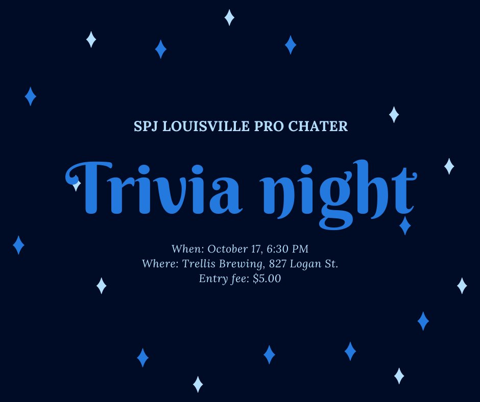 We’re throwing down the gauntlet to find out which newsroom is the smartest in all of Louisville! You are invited to our annual trivia night on Oct. 17 at Trellis Brewing at 6:30 p.m. Recruit a team or teams (max four per team) and compete for trivia glory!