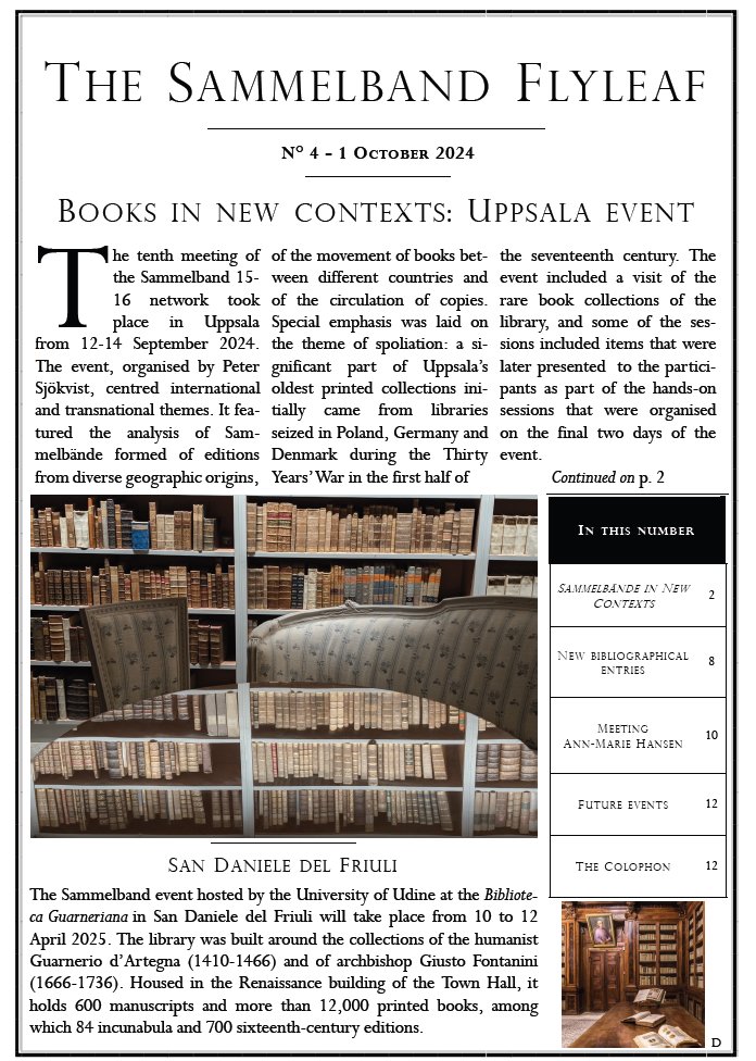 The latest issue of the Sammelband Flyleaf is out - you can download it (or read it as a flipbook) via the project website:
sammelband.hypotheses.org/1956
