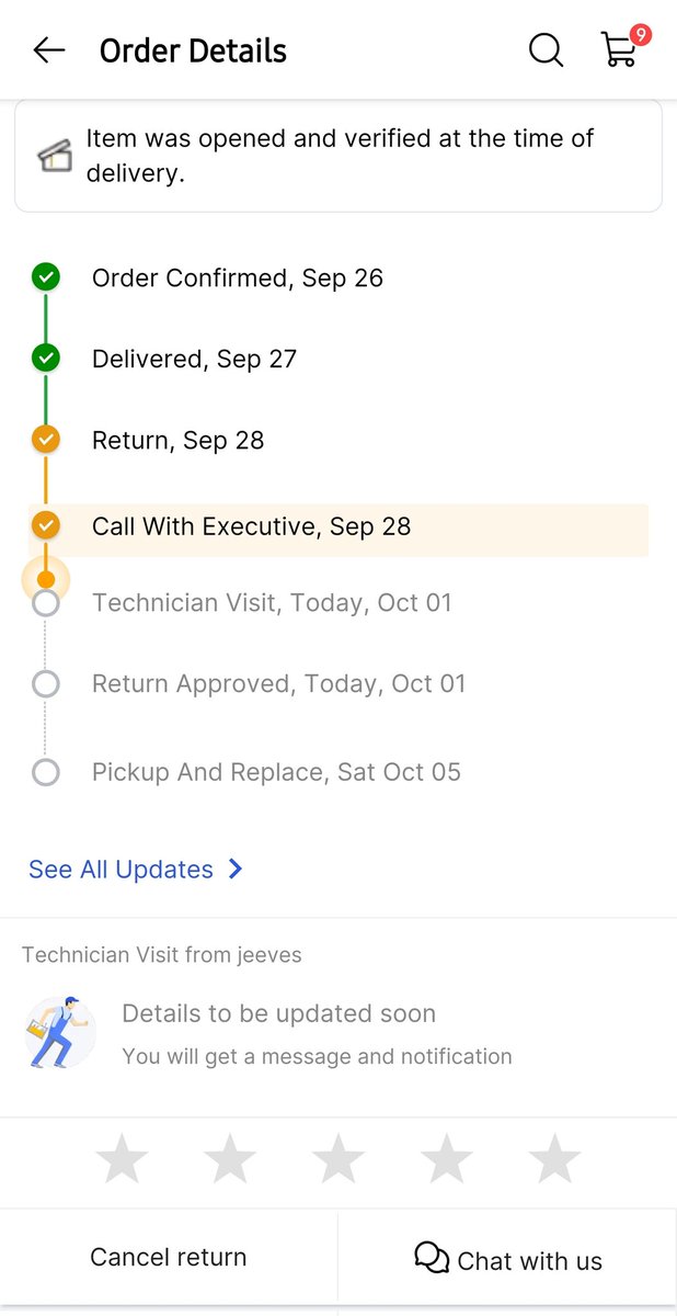 Why are you sending defective products in #FlipkartBigBillionDays2024 and not replacing the defective ones? Cheating customers with products!!!! Jeeves Services by <a href="/Flipkart/">Flipkart</a> is fake and their technicians keep canceling visits past 4 days and dont process returns <a href="/flipkartsupport/">FlipkartSupport</a>