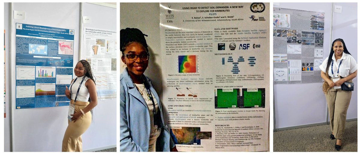 📣 🔊 Mary Sithole (BSc Hons) and Kamogelo Baloyi (MSc) are prize winners for best posters at the SEG conference. Mabatho Mpiloko (PhD) received an honorable commendation.👏👏Fantastic achievements at an international conference amongst students from all over the world 🌍🌋