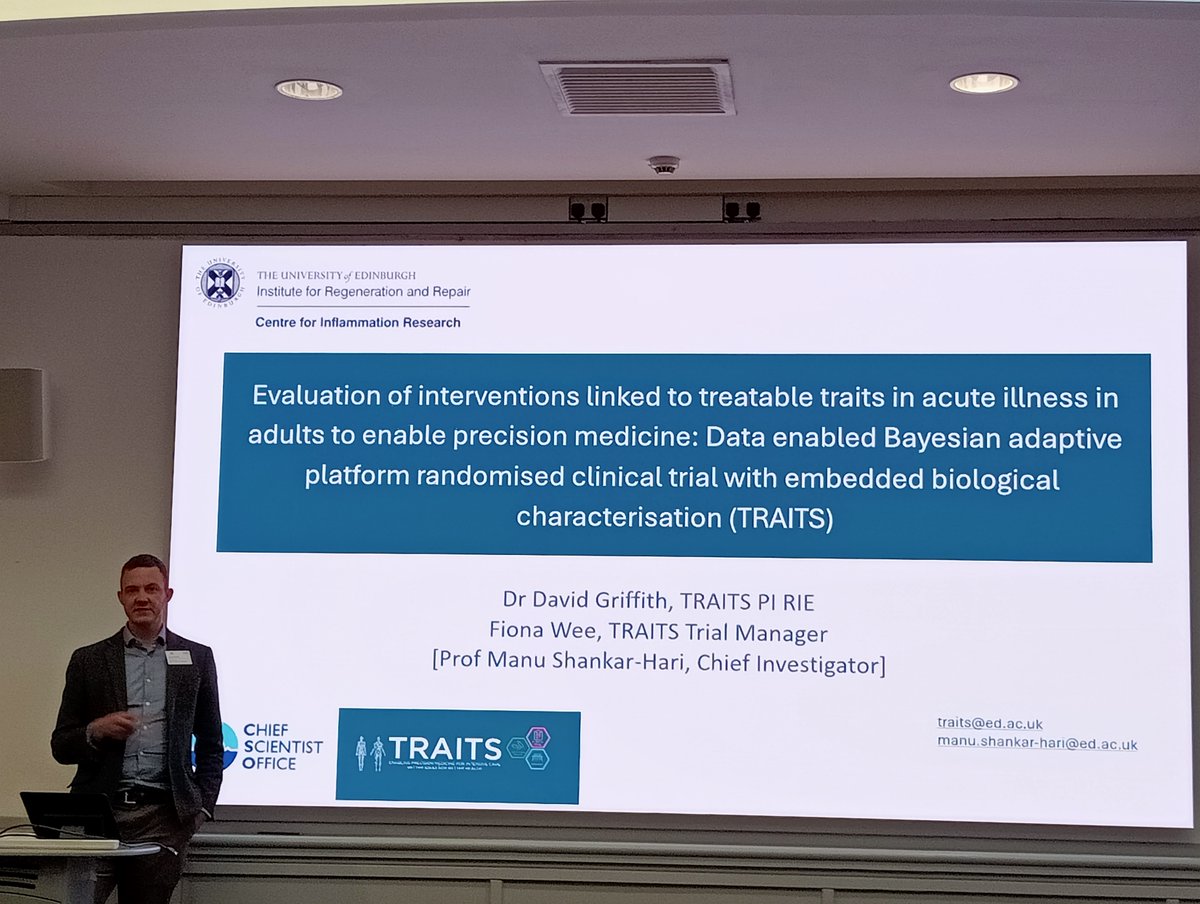 EdCriticalCare's tweet image. TRAITS are here too!  @EdinUni_TRAITS 
Another of our own, Dr David Griffiths demystifying this platform trial.

We&apos;ve learnt it&apos;s not as complicated as it first seems - well worth it to help our patients faster.
#criticalresearch
#researchconference
