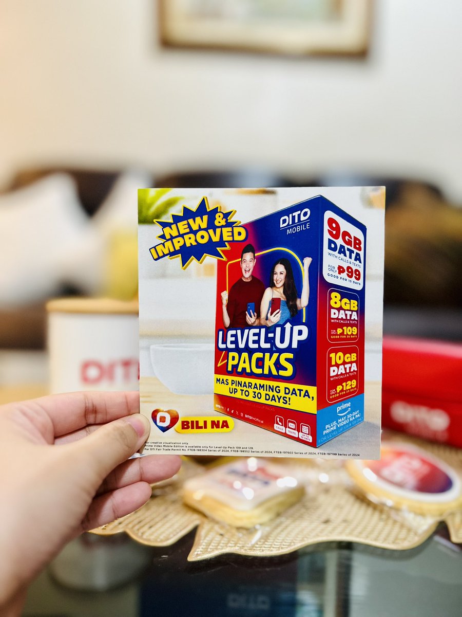 LhyzieBongon's tweet image. Nag-upgrade na ang paborito niyong DITO Telecommunity Level-Up Packs! 🫰🏻

Now packed with additional data, calls, and texts, plus access to Prime Video Mobile Edition, you can indulge in more streaming, gaming, and video calls - mas pinaraming data up to 30 days! ♥️

#DITOPH