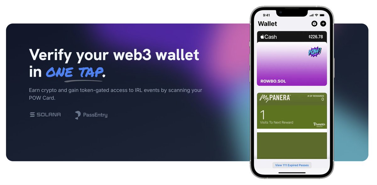 I've built the first decentralised identity card that lives in your phones wallet 📲

Excited to be launching <a href="/pow_cards/">POW Cards</a> for the upcoming <a href="/solana/">Solana</a> Radar Hackathon 📡! 

Here's how it's changing the game: 🧵
