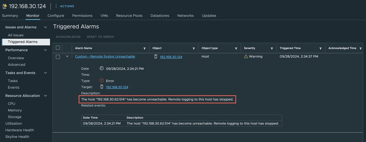 [New] - Quick Tip - Monitoring ESXi remote syslog forwarding williamlam.com/2024/10/quick-…

☝️Yup, still works for latest ESXi 7.x/8.x as I've described it back in 2012 ... Ended up Googling my own post 🤦😅