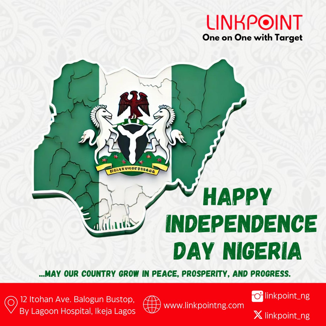 LinkpointNg's tweet photo. Celebrating 64 years of unity, strength, and resilience! Happy Independence Day, Nigeria! From the rich cultures that define us to the unbreakable spirit that moves us forward, we stand tall. Let’s continue to build, connect and thrive as one nation. Here’s to brighter days ahead https://t.co/mkqjYAbe40