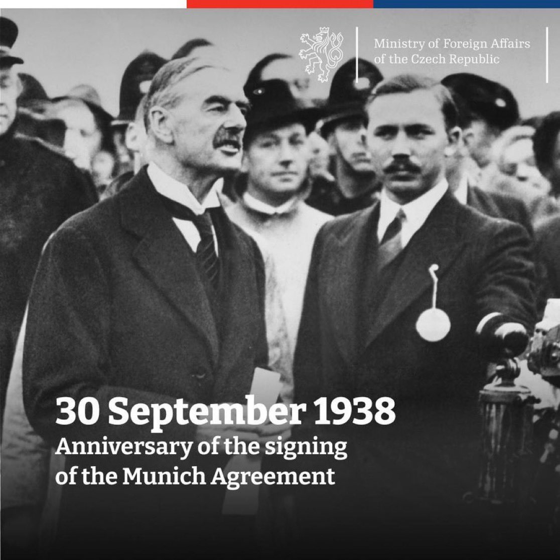 The Munich Agreement of 1938 forced Czechoslovakia to surrender parts of its territory to Nazi Germany. This was supposed to ensure peace in Europe. Nevertheless, it turned to be the beginning of WWII. Lessons learnt - concessions and giving in to aggressors cannot bring peace.