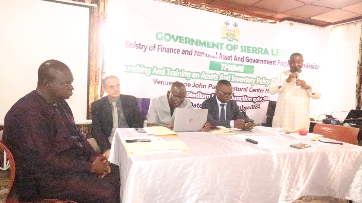 #MinistryOfFinance hosts a workshop on #AssetsAndInventoryPolicy to improve government asset management. Collaboration with #NationalAssetCommission and #EU. #Accountability #PublicFinancialManagement

mof.gov.sl/ministry-of-fi…