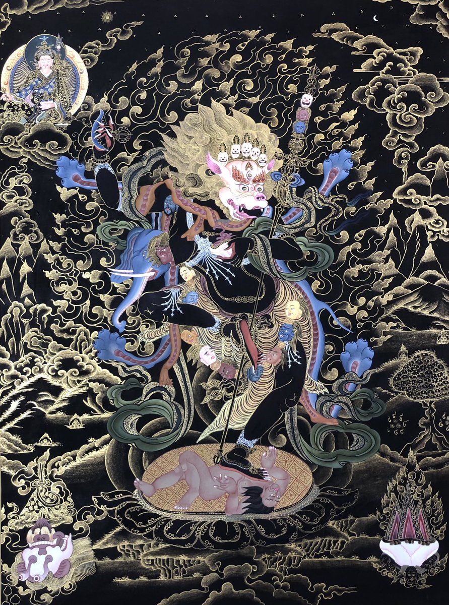 lama_thanka's tweet photo. The Lion-Faced Dakini (Simhamukha).
#Thangka #thankapainting #lamathankapaintingschool #himalayan #art #yogini #lionfaced #sengdongma #simhamukha #samadhi #chod #guru #dakini #tantra #vajrayana #wrathful #deity #mindfullness #livingheritage #heritage #compassion #tantric #dhamma https://t.co/rxnmPTOQv7