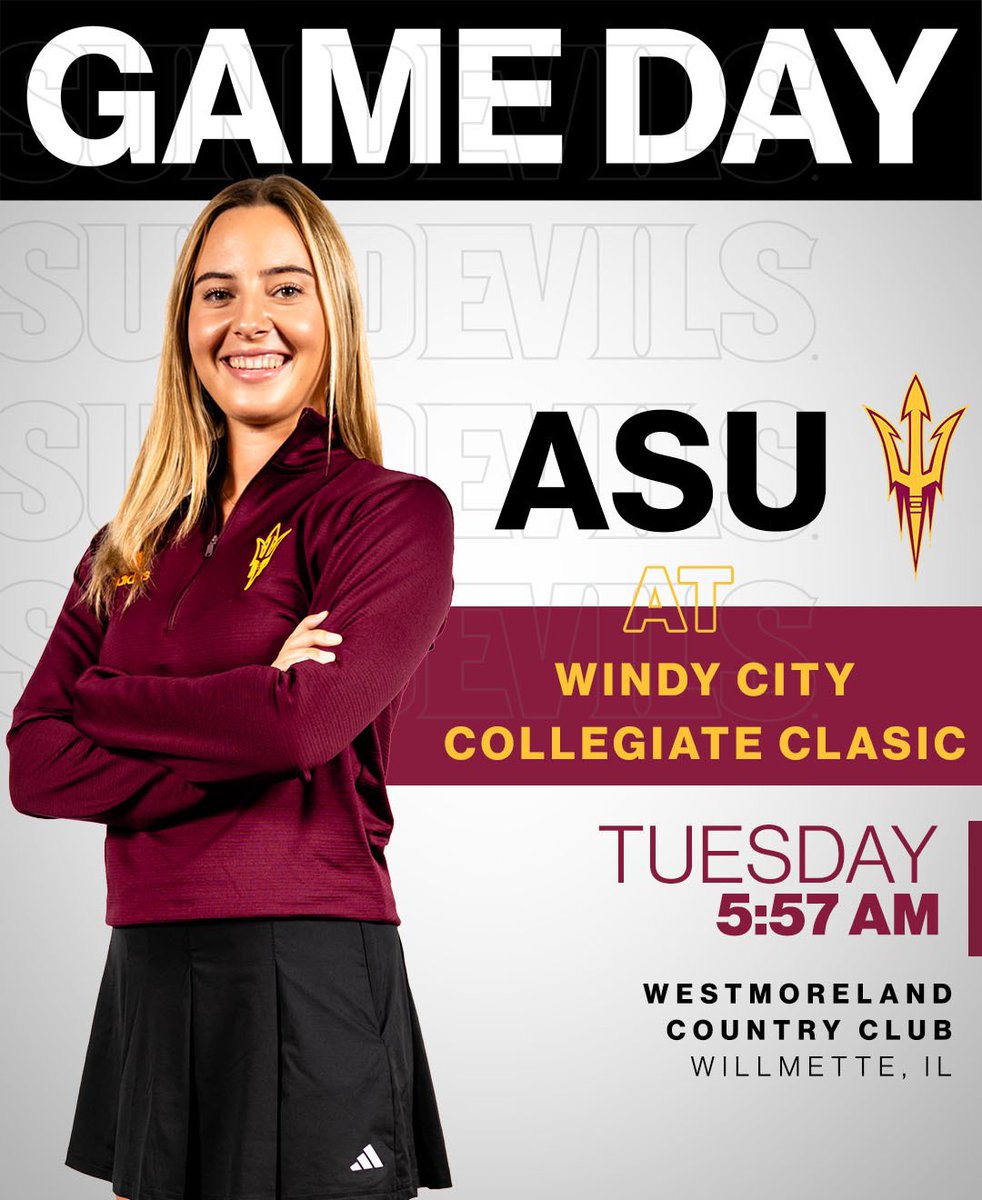 SunDevilWGolf's tweet image. Chasing a Title on Tuesday 🔱

🆚 Windy City Collegiate Classic
📍 Wilmette, IL
⏰ 5:57
ROUND 3️⃣
🕳️ 🔟
⛳️ Westmoreland Country Club
SCORING 📊 tinyurl.com/WindyCityScori…