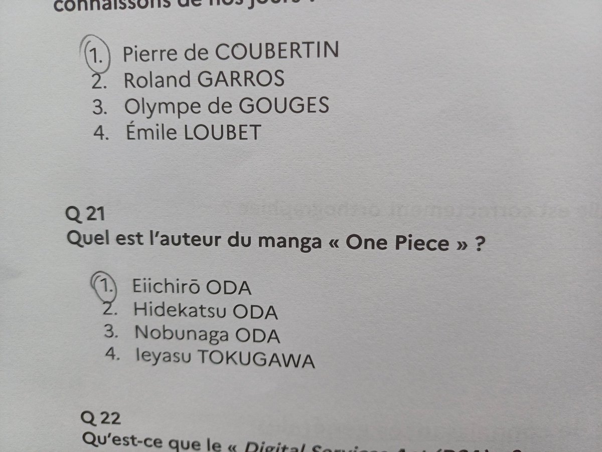 🤣🤣🤣🤣🤣 une des questions du concours  j ai lu j ai rigoler ça ma déconcentré  

Par contre des questions un peu dur sur certain domaines