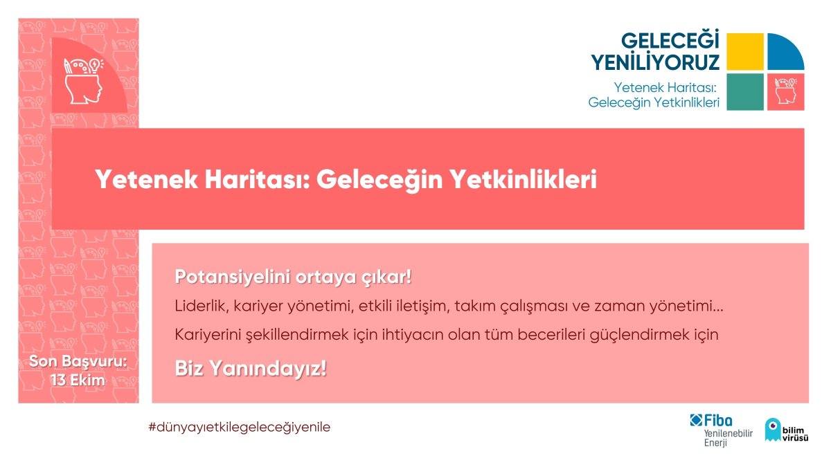bukariyer's tweet photo. Sen de başvur, geleceği birlikte yenileyelim! 🌟

⏰ Son başvuru tarihi: 13 Ekim Pazar 23:59

Başvurmak için;
https://t.co/rL6vrYUGRA
#gelecegiyeniliyoruz #dünyayıetkilegeleceğiyenile https://t.co/DaO3hSoDUM