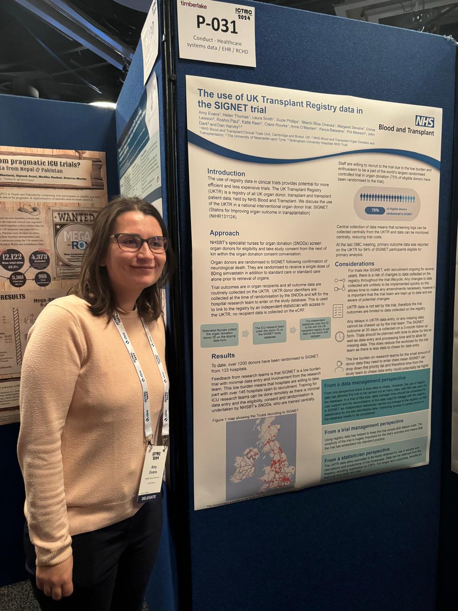 Clinical Trials Unit (@nhsbt_ctu) on Twitter photo Several of our team are presenting posters at #ICTMC2024 this week.
First up is Amy, who has a poster on the use of UK transplant registry data in the <a href="/SigneTstudy/">SIGNETstudy</a> 🌟 Several of our team are presenting posters at #ICTMC2024 this week.
First up is Amy, who has a poster on the use of UK transplant registry data in the <a href="/SigneTstudy/">SIGNETstudy</a> 🌟