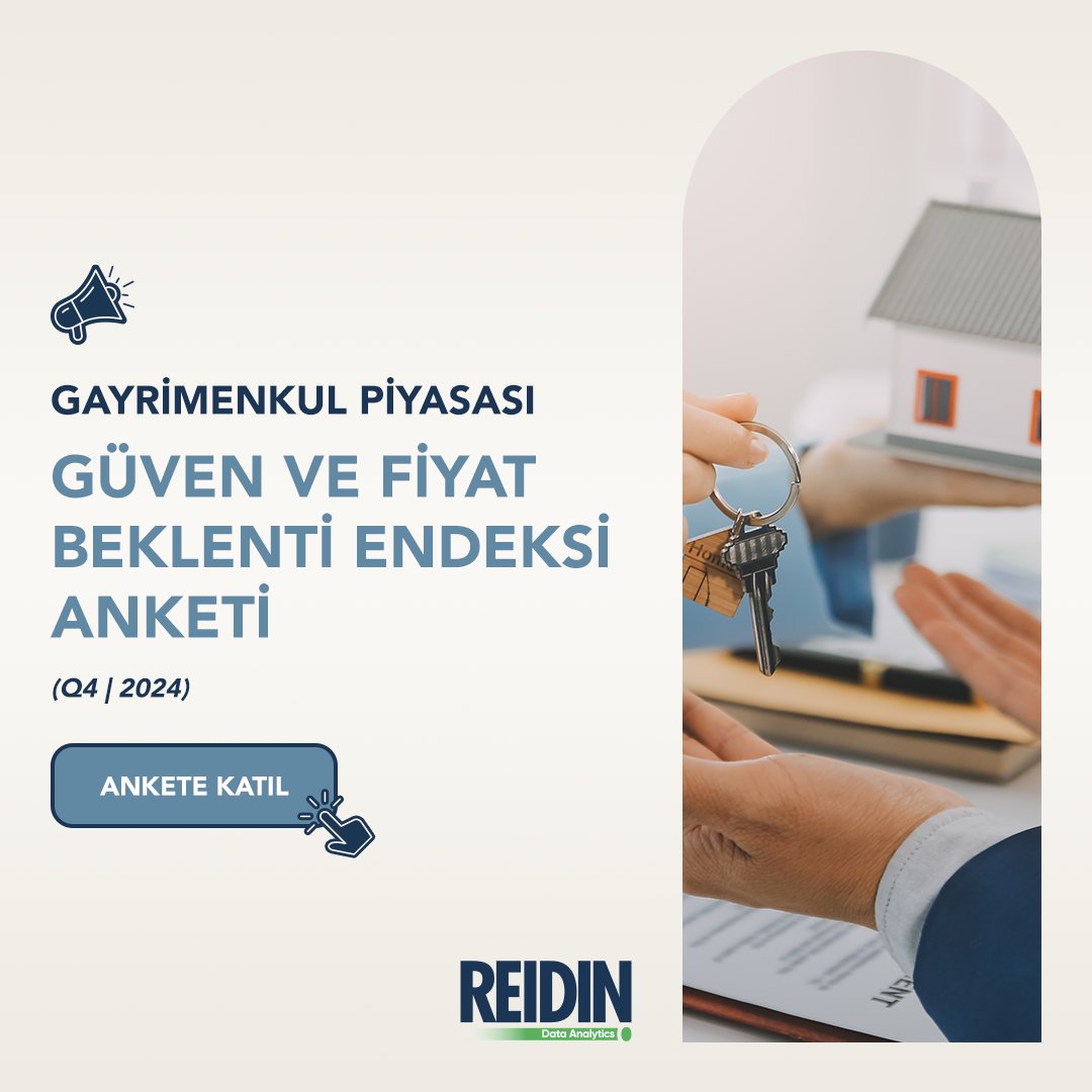Gayrimenkul sektörüne yönelik güven ve fiyat beklentisini çeyreklik dönemlerle takip ettiğimiz araştırmamızda sizi de 2024 4. Çeyrek dönemi anketine katılmaya davet ediyoruz.

reidin.limesurvey.net/992956?lang=tr