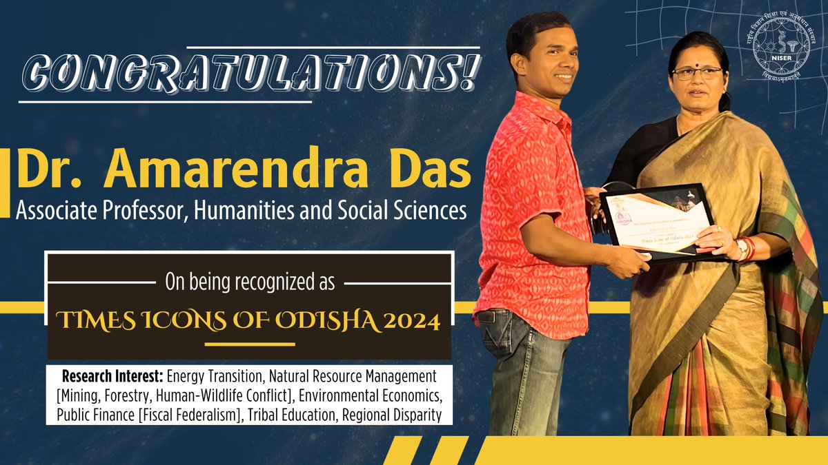 NISER (@niser_official) on Twitter photo We're thrilled to announce that <a href="/amarendra_das/">Amarendra Das</a>, Associate Professor of Humanities and Social Sciences at NISER has been recognized as the Times Icons of Odisha 2024!
Join us in celebrating this well-deserved honor! We're thrilled to announce that <a href="/amarendra_das/">Amarendra Das</a>, Associate Professor of Humanities and Social Sciences at NISER has been recognized as the Times Icons of Odisha 2024!
Join us in celebrating this well-deserved honor!