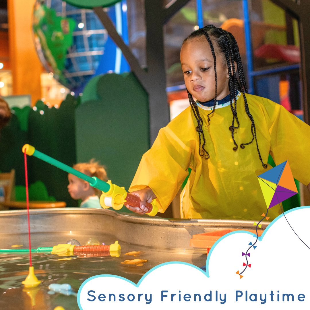 Sensory Friendly Playtime is Sun., Oct. 6 from 9:00 AM - 11:00 AM! 🤩🎉⁠ 
⁠
This includes a sensory-modified setting, limited admission, and sound adjustments. Sensory Packs can be checked out with a team member when you arrive.
⁠
🔗 bit.ly/Sensory_Friend…