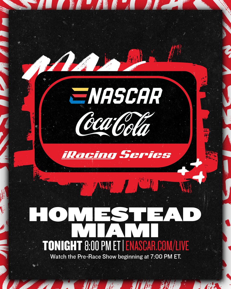 NASCAR (@nascar) on Twitter photo Tonight, we will crown an <a href="/ENASCARGG/">ENASCAR</a> <a href="/CocaColaRacing/">Coca-Cola Racing</a> <a href="/iRacing/">iRacing</a> Series Champion.
Watch the season finale from the virtual <a href="/HomesteadMiami/">Homestead-Miami Speedway</a> at 8 p.m. ET. Tonight, we will crown an <a href="/ENASCARGG/">ENASCAR</a> <a href="/CocaColaRacing/">Coca-Cola Racing</a> <a href="/iRacing/">iRacing</a> Series Champion.
Watch the season finale from the virtual <a href="/HomesteadMiami/">Homestead-Miami Speedway</a> at 8 p.m. ET.