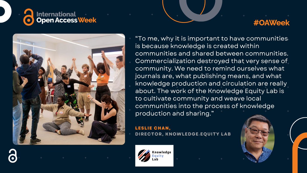 SPARC (@sparc_na) on Twitter photo Our #OAWeek series on organizations advancing "Community over Commercialization" continues w/ a spotlight on <a href="/KnowEquityLab/">Knowledge Equity Lab</a> & <a href="/lesliekwchan/">Leslie Chan</a>.
Read about their good work here: openaccessweek.org/theme-profiles….
#OAWeek is this month! Oct. 21-27. openaccessweek.org Our #OAWeek series on organizations advancing "Community over Commercialization" continues w/ a spotlight on <a href="/KnowEquityLab/">Knowledge Equity Lab</a> & <a href="/lesliekwchan/">Leslie Chan</a>.
Read about their good work here: openaccessweek.org/theme-profiles….
#OAWeek is this month! Oct. 21-27. openaccessweek.org