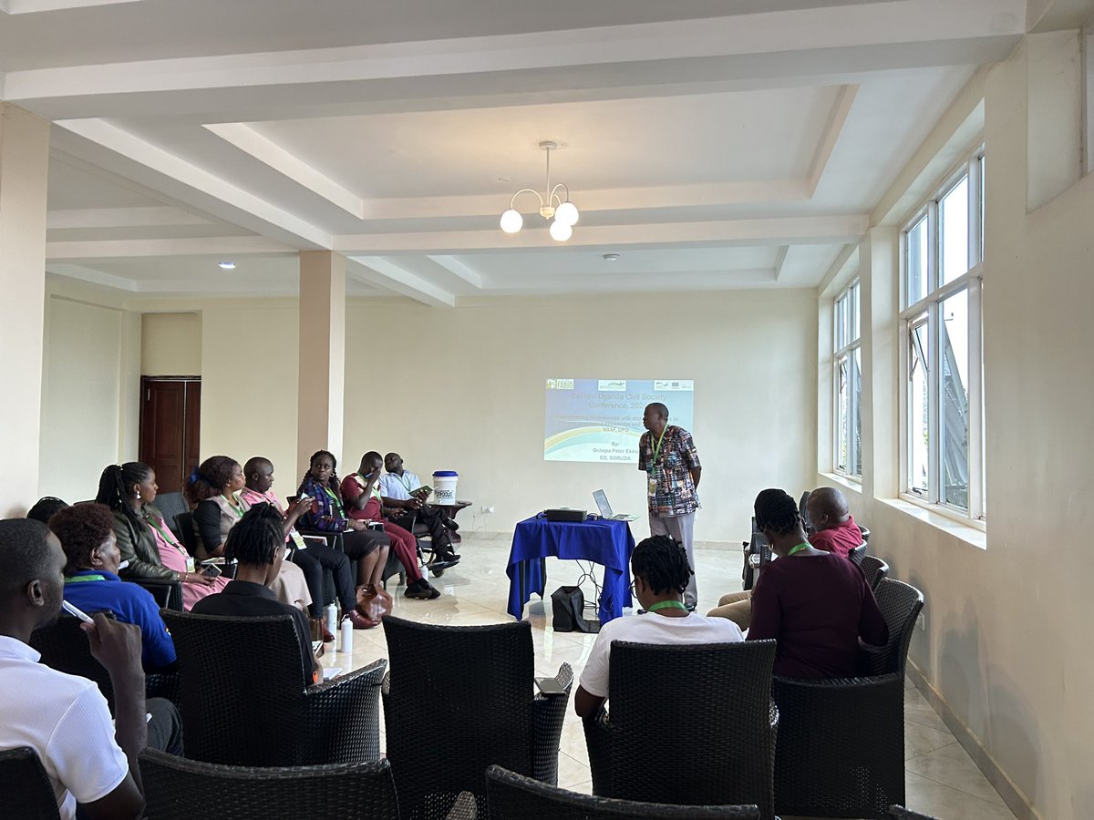 Mr Ochepa Peter, E.D Soroti Rural Development Organisation (SORUDA) facilitates a break out session on “Strengthening relationships with State Parastatals to improve compliance knowledge and practice.”
#CSOEasternUgandaConference