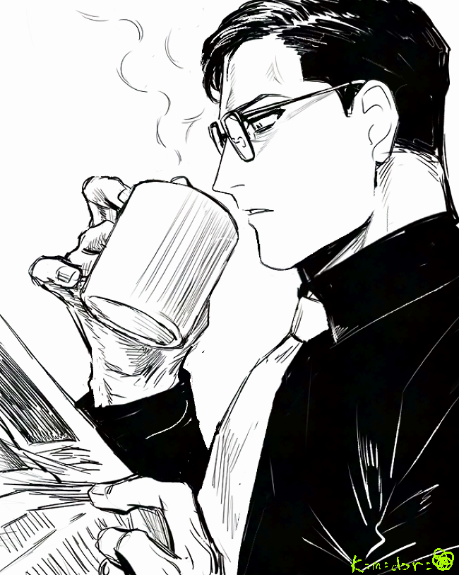 多分去年の今日描いたであろうネクタイ眼鏡コーヒー武市先ならある 
