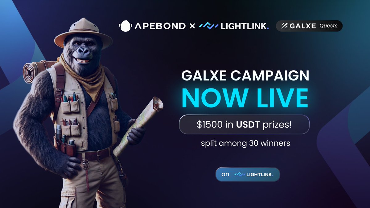ApeBond's tweet photo. 🔥 Round 2⃣ of @LightLinkChain Bonds is here, and we’re celebrating it with a new @Galxe quest featuring $1,500 in prizes!

🔹 Buy $LL Bonds worth $5+ to enter – 30 lucky winners will each win $50 in USDT!

⏳ Campaign runs for 4 weeks – Don’t miss out!
👉 https://t.co/lb1Dh9dhs2