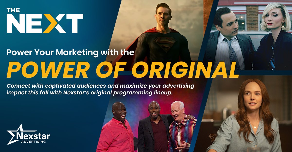 NexstarAds's tweet image. This fall, engage audiences and elevate your #advertising strategy with Nexstar’s exciting lineup of #originalprogramming. Learn more about how to maximize your brand’s visibility and impact in the current edition of The NEXT newsletter:  hubs.li/Q02RDzMl0
