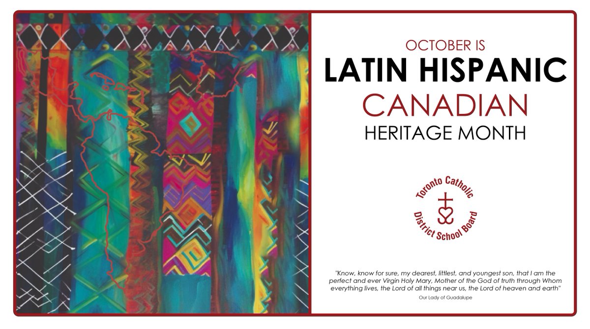 TCDSB's tweet image. It&apos;s Latin-Hispanic Canadian Heritage Month at #TCDSB!

Join us in celebrating and educating future generations about the outstanding achievements and contributions made by Latin-Hispanic Canadians to our country.