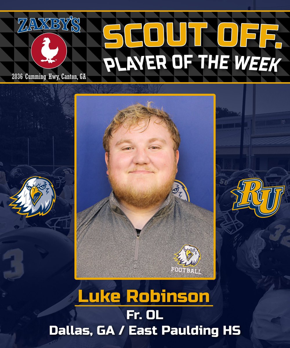 ReinhardtFB's tweet photo. ‼️Week 5 Scout POTW‼️
OFF- FR. OL Luke Robinson
DEF- FR. DB Chase Reese
#PTP #PayThePrice #PrepareTeamPassion https://t.co/0CYxCnOGP1