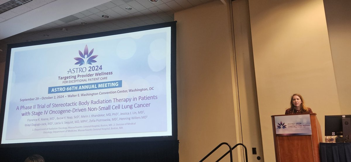Henning Willers, MD, FASTRO (@henningwillers) on Twitter photo #ASTRO24
High quality early morning #lungcancer session with focus on consolidation #radiotherapy approaches.
<a href="/KatieKeaneMD/">Katie Keane</a> <a href="/MGHCancerCenter/">Mass General Cancer Center</a> reporting on phase II trial of consolidation SBRT in oncogene driven stage IV NSCLC (mostly EGFR). Fantastic, clear presentation👍🙏 #ASTRO24
High quality early morning #lungcancer session with focus on consolidation #radiotherapy approaches.
<a href="/KatieKeaneMD/">Katie Keane</a> <a href="/MGHCancerCenter/">Mass General Cancer Center</a> reporting on phase II trial of consolidation SBRT in oncogene driven stage IV NSCLC (mostly EGFR). Fantastic, clear presentation👍🙏