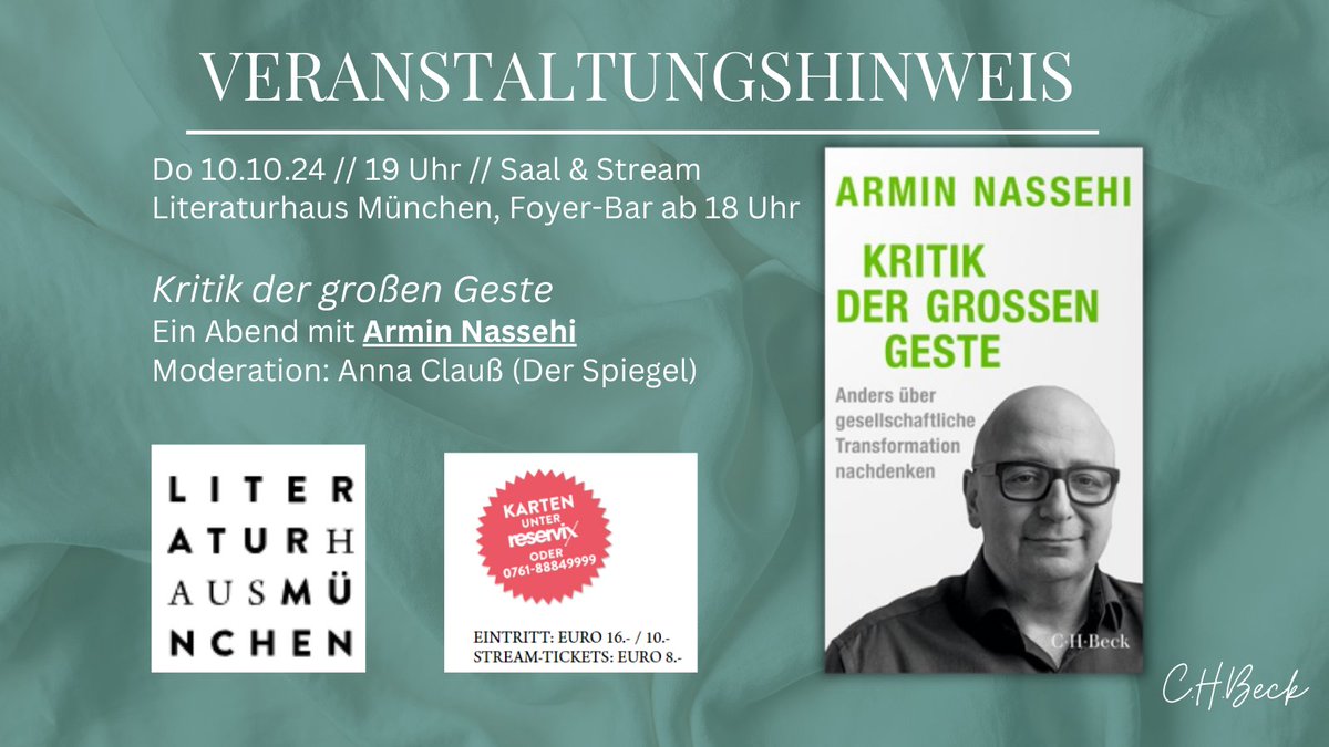 C.H.Beck Literatur (@chbeckliteratur) on Twitter photo Veranstaltungshinweis: <a href="/ArminNassehi/">Armin Nassehi</a> kommt ins <a href="/LithausMUC/">LiteraturhausMünchen</a>
👉literaturhaus-muenchen.de/veranstaltung/… Veranstaltungshinweis: <a href="/ArminNassehi/">Armin Nassehi</a> kommt ins <a href="/LithausMUC/">LiteraturhausMünchen</a>
👉literaturhaus-muenchen.de/veranstaltung/…