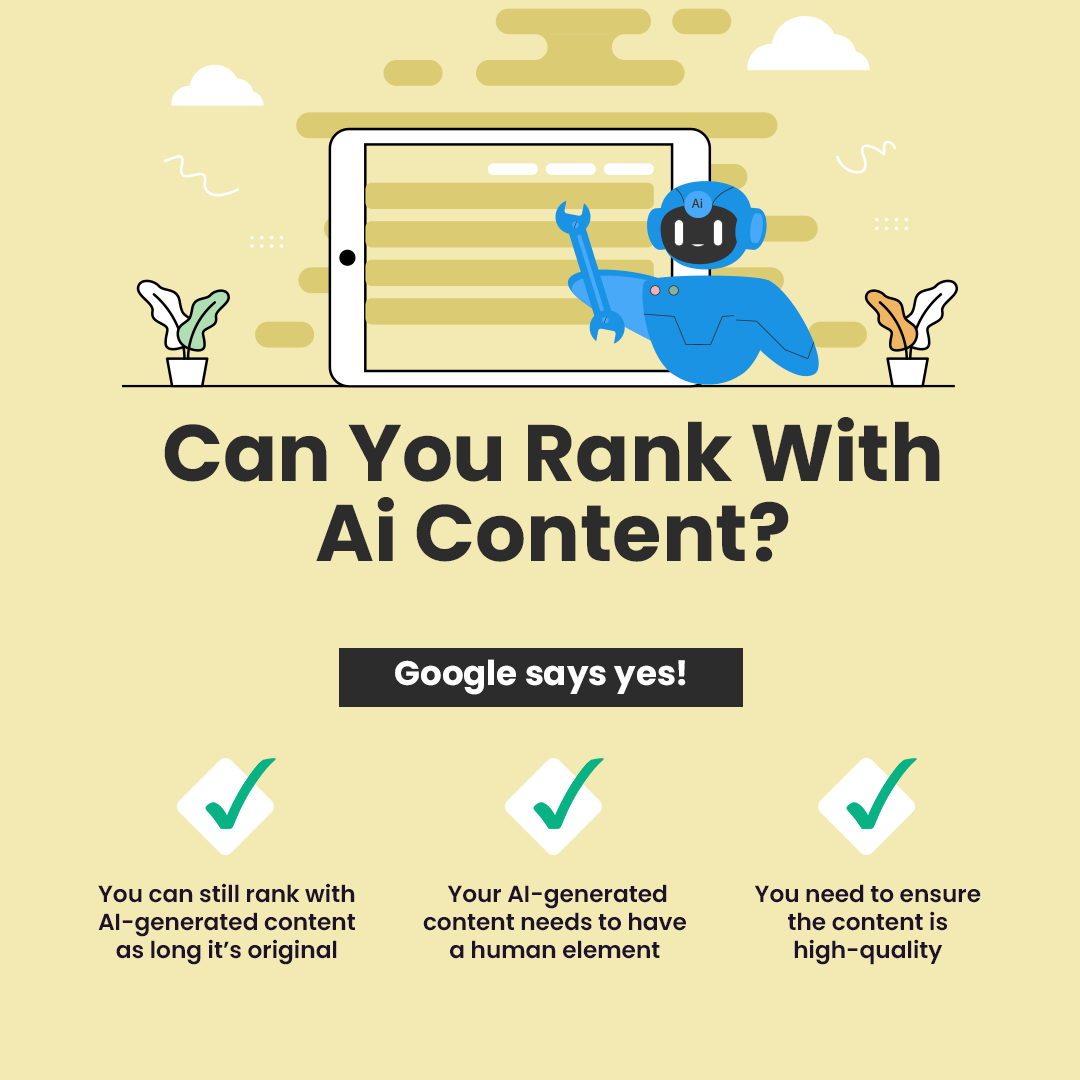 Google says it focuses more “on the quality of content, rather than how content is produced.”

What does this mean for you as a blog or website owner?

Expand the image to learn!
