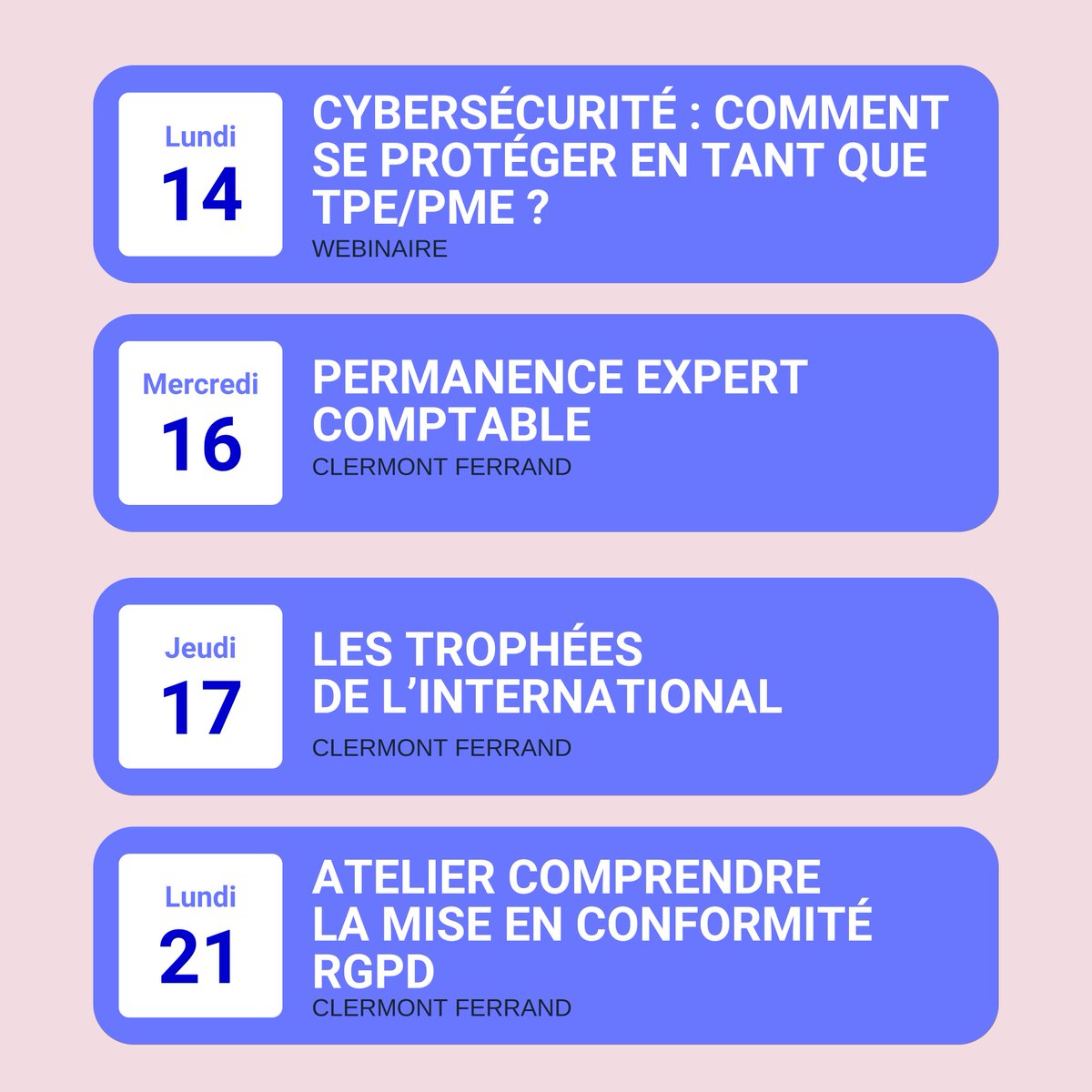 ccipuydedome's tweet photo. [📅 AGENDA CCI] A vos agendas, hashtag#entrepreneurs !
Un mois d'octobre riche en événements ! 

✅ Pour en savoir plus, cliquez dans la rubrique AGENDA de notre site internet 👇 https://t.co/bj2qGswr44

#cybersécurité #ateliernumerique #ateliergoogle https://t.co/DE4rzvFlYU