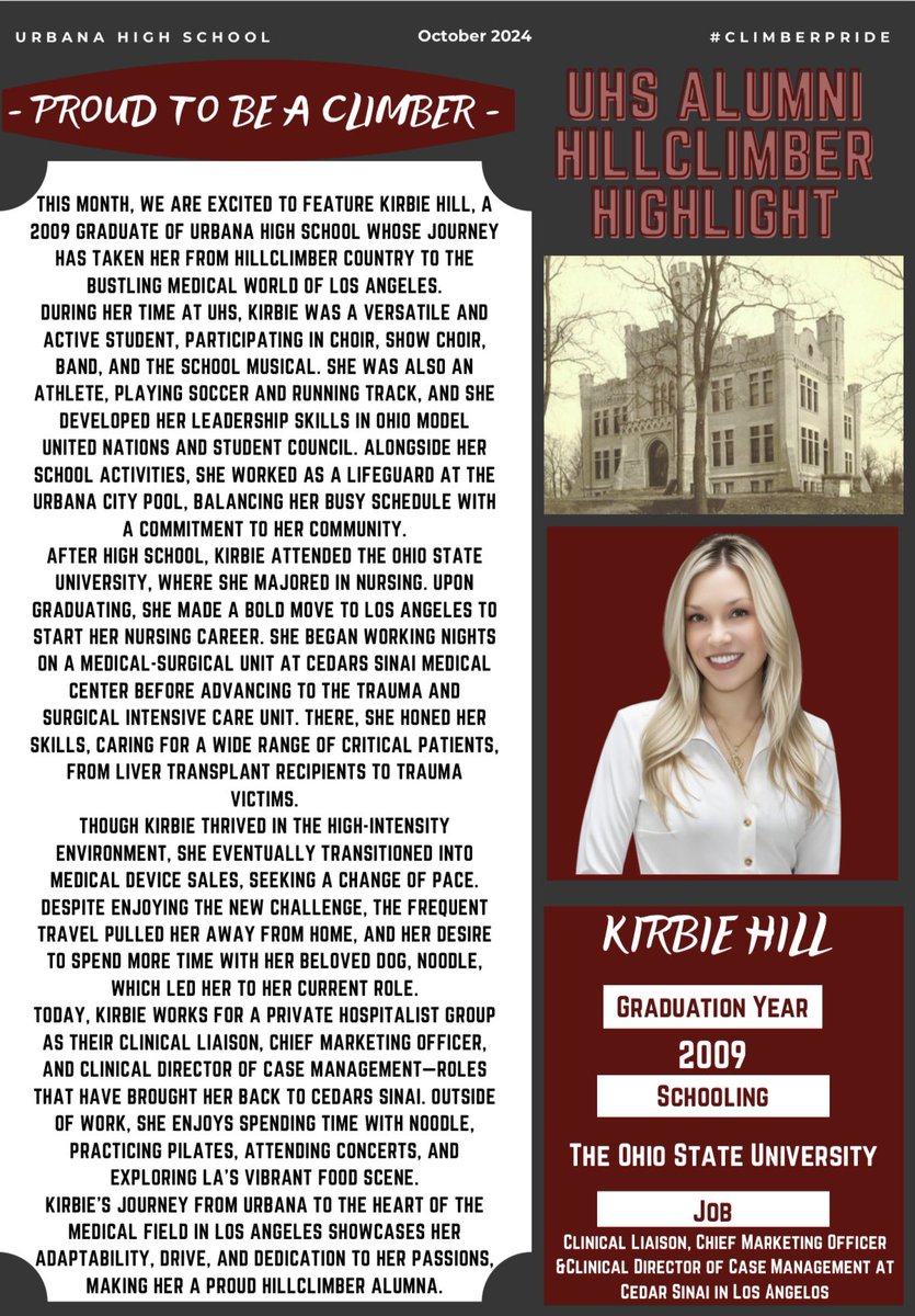 Nate Sever (@natesever7) on Twitter photo Congratulations to this month’s Hillclimber Alumni Highlights, Kirbie Hill! The <a href="/UrbanaOHSchools/">Urbana City Schools</a> community is so very proud of her accomplishments! <a href="/ptrenor/">Patrick Trenor</a> <a href="/thielc/">Charles Thiel</a> <a href="/Tony_Grigsby27/">Tony Grigsby</a> <a href="/UrbanaHS_OH/">Urbana HS (Ohio)</a> <a href="/UrbanaYES/">UrbanaYES</a> #GoClimbers🙌🏼 Congratulations to this month’s Hillclimber Alumni Highlights, Kirbie Hill! The <a href="/UrbanaOHSchools/">Urbana City Schools</a> community is so very proud of her accomplishments! <a href="/ptrenor/">Patrick Trenor</a> <a href="/thielc/">Charles Thiel</a> <a href="/Tony_Grigsby27/">Tony Grigsby</a> <a href="/UrbanaHS_OH/">Urbana HS (Ohio)</a> <a href="/UrbanaYES/">UrbanaYES</a> #GoClimbers🙌🏼