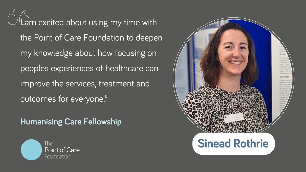 The Point of Care Foundation (@pointofcarefdn) on Twitter photo Sinead Rothrie 🎉
<a href="/SRothrie/">Sinead Rothrie (she/her)</a> is a speech and language therapist who specialises in care for people with head and neck cancers.
Sinead wants to develop her understanding of how healthcare systems work for the people who use them and their staff.
#HumanisingCareFellowship Sinead Rothrie 🎉
<a href="/SRothrie/">Sinead Rothrie (she/her)</a> is a speech and language therapist who specialises in care for people with head and neck cancers.
Sinead wants to develop her understanding of how healthcare systems work for the people who use them and their staff.
#HumanisingCareFellowship