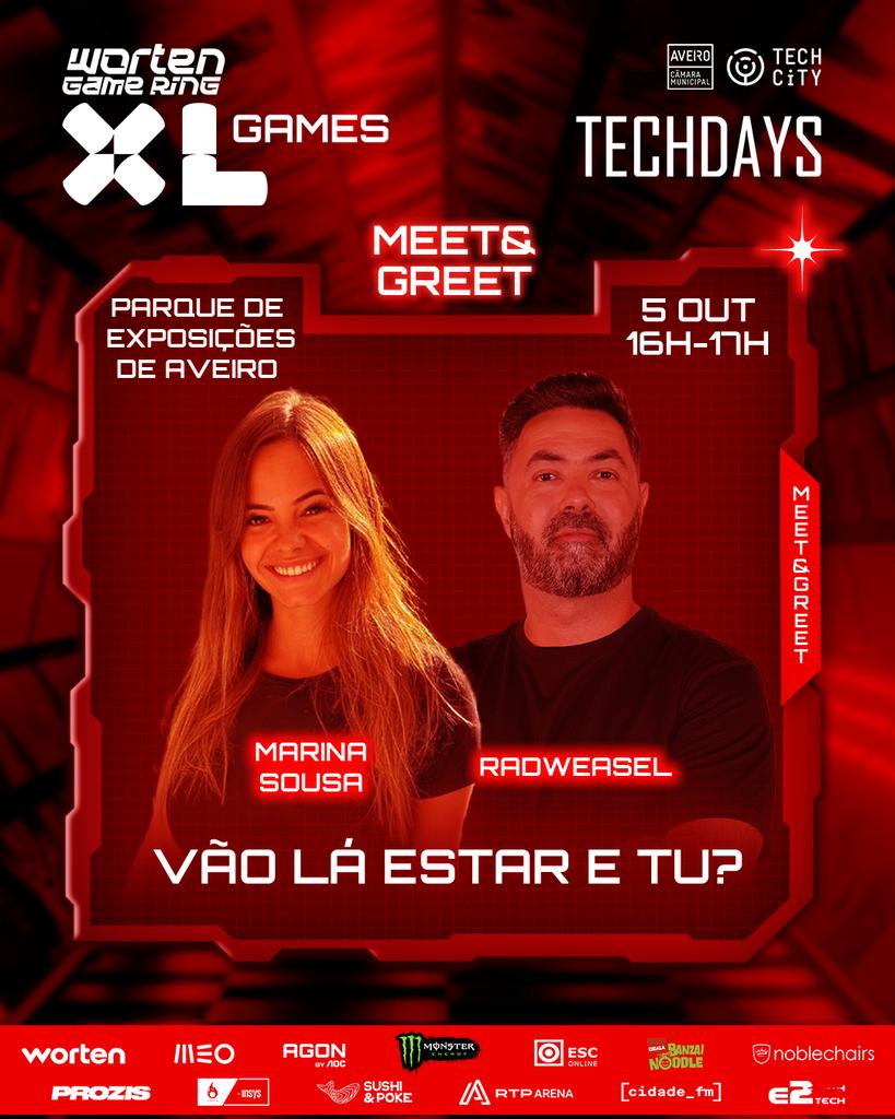 Informações sobre o segundo dia do Worten XL Games Tech Days Aveiro! 

Faz swipe para descobrir os torneios em que podes participar, e os criadores de conteúdos que vais poder conhecer.

🎮 Entrada Gratuita 
📍Parque de Exposições de Aveiro 
@techdays_aveiro