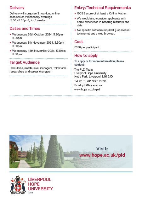 Unlock and Embrace your data potential with Machine Learning: Stay ahead of the curve. Starting October 2024 #LHUBusinessuk #LiverpoolHope #DataAnalysis #2024