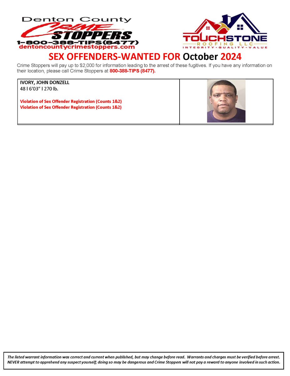 Help us locate these wanted individuals, you can earn up to $2000.00 in cash for information leading to their arrest.